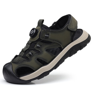 Men's Green Closed-Toe Quick-Lace Rotating Buckle Hiking <b>Sandals</b>, Breathable Mesh Upper Non-Slip Wear-Resistant Sole Comfortable - Product Image 5