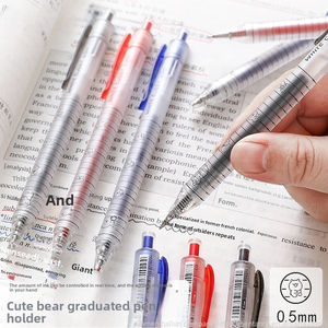 Простая Милая Медвежья ручка быстросохнущая Выдвижная металлическая ручка 0,5 мм черная двойная шариковая гелевая ручка - Product Image 2