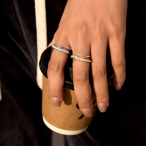 Bagues Tendance <span class=keywords><strong>2026</strong></span> Plaqué Or 18 carats Acier Inoxydable de Haute Qualité pour Femme Étanche Géométrique Zircon - Product Image 2