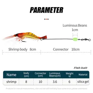 Mồi câu cá tích hợp móc câu, mồi phát sáng, bộ mồi tôm phát quang, câu cá mùa đông, câu cá biển, mồi câu Sabiki, nhựa mềm - Product Image 6