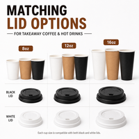 Gobelets en papier à paroi simple pour café à emporter avec couvercles et manchons 8oz/12oz/16oz jetables, étanches, de qualité alimentaire, logo personnalisé, vente en gros