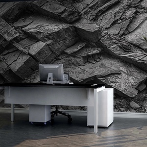 Bức tường đá đen với kết cấu đá tự nhiên 3D hình nền trang trí nhà - Product Image 2