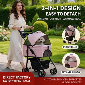 <span class=keywords><strong>Poussette</strong></span> <span class=keywords><strong>pour</strong></span> animaux de compagnie pliable à 4 roues, légère, imperméable, de style classique, réglable en hauteur, <span class=keywords><strong>pour</strong></span> chats et chiens - Product Image 3