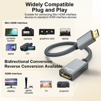 Câble HDMI vers HDMI ULT-unite haute vitesse super mini 0,5 pied mâle vers femelle adaptateur en cuivre étamé 4k 60hz 2.0 V câble HDMI