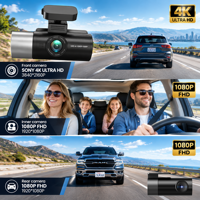Caméra de tableau de bord 3 pouces IPS Sony 4K+1080P+1080P 3 caméras Wifi GPS 3 objectifs Caméra de voiture DVR 5.8G WIFI HD 3 canaux 4k