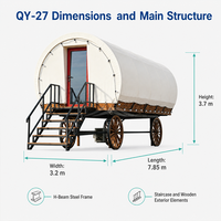 Mobil-home de glamping de luxe 7,85 m avec structure en acier à poutres en H et escalier en bois pour hôtel-resort QY-27