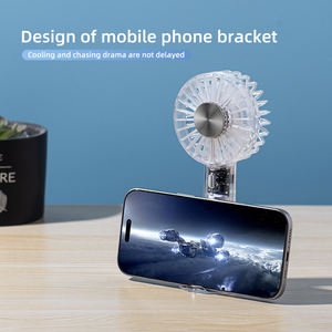2025พัดลมตั้งโต๊ะขนาดเล็กทำความเย็นอัดน้ำแข็งขนาด2000mAh พัดลมมือถือขนาดเล็กโปร่งใสพร้อมฐานโทรศัพท์ - Product Image 6