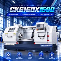 Tour CNC à lit plat haute précision CK6150-1500 avec tourelle électrique à 8 postes, machine de tournage automatique de métaux
