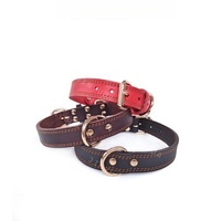 Collier pour chien robuste en cuir véritable pleine fleur de vache de 4,5 mm d'épaisseur avec double anneau en D pour grands chiens – Vente en gros