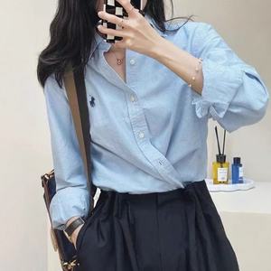 Camisa Unisex de Manga Larga de Algodón y Lino, Cuello Clásico, Bordado con Logotipo de <span class=keywords><strong>Caballo</strong></span>, Tratamiento Antiarrugas, Estilo Casual Otoñal - Product Image 2