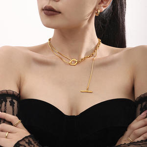 สร้อยคอแบบหนีบบล็อกสียาวสำหรับฤดูใบไม้ร่วงและฤดูหนาวทำจากสเตนเลสสตีลแบบไม่ทำให้เสื่อมเสีย - Product Image 3