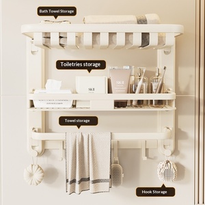 <span class=keywords><strong>Toallero</strong></span> Plegable Blanco Crema, <span class=keywords><strong>Toallero</strong></span> de Pared con <span class=keywords><strong>Taladro</strong></span> - Instalación <span class=keywords><strong>sin</strong></span> Perforaciones - Product Image 4