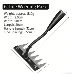 Rastrello da Giardino Professionale Cinese con Manico in Legno e Denti in Acciaio a Cinque/Sei/Sette/otto Denti per Uso in Giardino/Agricolo - Product Image 4