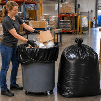 Sacs à déchets de jardin robustes de grande capacité 40/55/60/70/95 gallons, biodégradables, noirs, à fond carré, en plastique HDPE