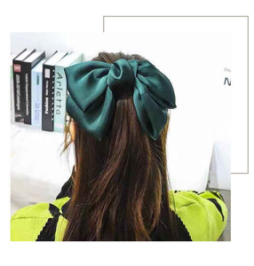 Klip rambut busur besar Satin warna permen klip pegas aksesori rambut klip rambut berbentuk pita dengan ekor panjang dan pita besar - Product Image 4