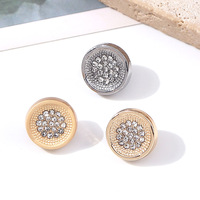 18MM 20MM 22MM 24MM 25MM Kancing Logam Vintage Emas Berhias Rhinestone Polos Bulat Untuk Pakaian Kancing Jahit Logam