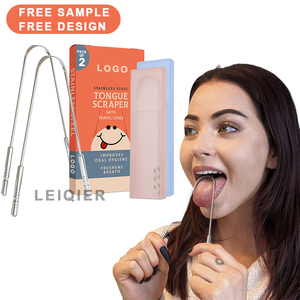 Raspador de lengua de acero inoxidable con logotipo personalizado, estuche de viaje multicolor, fácil de usar, higiene bucal, limpiador de lengua para reducir el <span class=keywords><strong>mal</strong></span> <span class=keywords><strong>aliento</strong></span> - Product Image 1