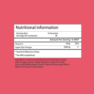 Complément Alimentaire OEM Gommes au Vinaigre de Cidre de Pomme avec Vitamine E Sans Sucre Soutien Santé Intestinale Bonbons Gommes pour la Perte de Poids - Product Image 2
