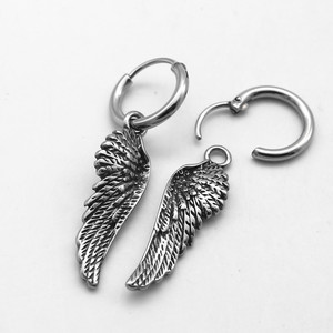 yunnique Angel <b>Wing</b> Drop <b>Earrings</b> Titanium Steel Tibetan Silver Unisex Jewelry Gift - Product Image 4