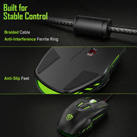 Souris de jeu optique filaire G7 avec prise en charge des macros jusqu'à 8800 DPI, design ergonomique USB pour PC portable