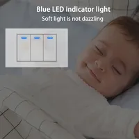 Prise murale américaine avec interrupteur, 3 prises 15A, indicateur LED IP21, universelle, en verre trempé blanc, prise thaïlandaise USB Type-C