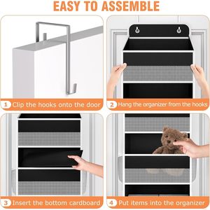Over The Door Organizer 10 Pockets Black Hanging <b>Storage</b> For Bedroom Dorm With Side Mesh Pockets - Product Image 3