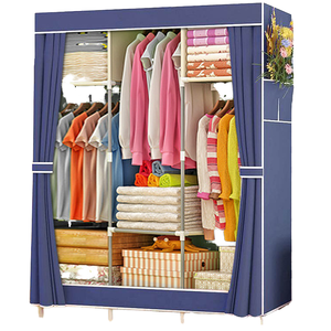 Lemari Pakaian Portabel Lipat Modern dari Kain Non Woven dengan Pintu Geser untuk Penyimpanan di Kamar Tidur - Product Image 1