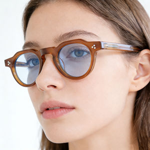 可定制标志太阳镜，配有轻质厚光学醋酸纤维眼镜框镜面镜片，适用于男性和女性 - Product Image 1