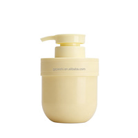 Flacon de crème pour les mains en plastique PET jaune de 300 ml à épaule plate, avec pompe PP pour lotion corporelle, shampoing et gel douche.