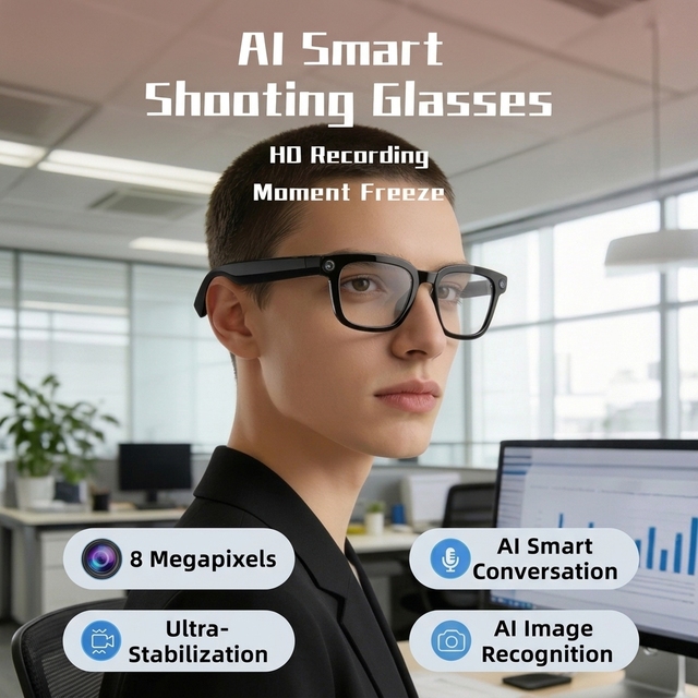 V03 Pro AI Smart Glasses 1200P Camera Real-time Translation AI Voice Assistant Music Player Noise Reduction Photo Video IP68