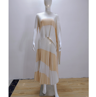 Ensemble 2 pièces plissé Miyake pour femme, grande taille, col rond, manches irrégulières, blocs de couleur, décontracté, haute qualité, été