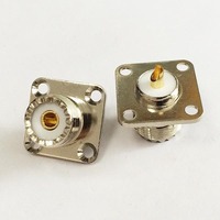 Connecteur coaxial RF UHF SO239 femelle, adaptateur de montage sur panneau à 4 trous avec coupelle à souder