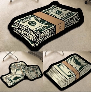 Tappeto Economico Moderno con Stampa Digitale, Divertente Tappeto 3D Spesso, Personalizzabile con Motivo a Banconote, Antiscivolo, Decorativo - Product Image 2