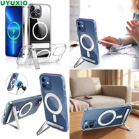 Coque de téléphone magnétique transparente avec béquille pour iPhone 16 Pro Max 13 15 12 Mini 18 11 14 17, accessoires pour téléphone portable
