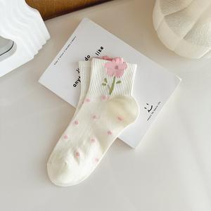 Damen Sommer dünne süße und vielseitige rosa geruchs resistente weiße Low-Cut-Socken - Product Image 2