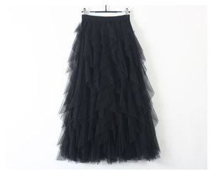 Faldas de <span class=keywords><strong>Tul</strong></span> para Mujer Faldas de Moda con Cintura Alta Elástica de Malla Tutú Maxi Plisada Larga <span class=keywords><strong>Midi</strong></span> Jupe <span class=keywords><strong>Falda</strong></span> para Mujer - Product Image 2