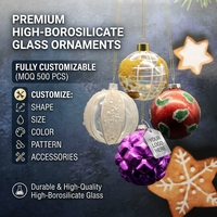 Fabricant de boules de Noël en verre, vente en gros OEM, boule en verre borosilicate irisée rouge pailletée en forme de pomme de pin matelassée