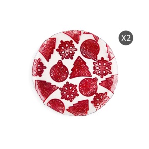 Set Excelsa di 2 Piatti in Vetro Borosilicato Rosso per Panettone/Pizza 335xH2x33,5 cm, Design Personalizzabile per Matrimoni, Stile Ins per Natale - Product Image 3