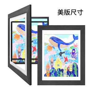 Kids Art <b>Frame</b> Wooden Sliding <b>Black</b> Rectangle Print <b>Frame</b> For Living Room Study Decor - Product Image 5