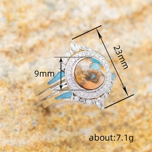 Anello Vintage in Stile Turchese Smaltato per Donne, Gioiello alla Moda per Dito Indice - Product Image 4