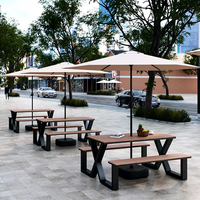 Set Meja dan Kursi Makan Terpadu untuk Luar Ruangan, Populer untuk Gazebo, Paviliun, Kedai Kopi dan Teh Susu, Halaman Santai, dan Taman