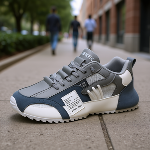 Chaussures de marche tendance pour hommes Ekec, style basketball décontracté, semelle épaisse en caoutchouc, à lacets, bout rond, toutes saisons - Product Image 2