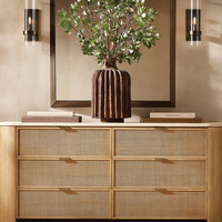 Commode en chêne massif sur mesure, buffet en travertin, 6 tiroirs, meuble de rangement de luxe pour studio ou loft