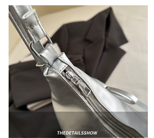 กระเป๋าสะพายไหล่ผู้หญิงรุ่นใหม่ สไตล์เกาหลี หนัง PU แต่งโบว์ใต้วงแขน ดีไซน์นุ่มนวลทันสมัย ปิดด้วยซิป - Product Image 6