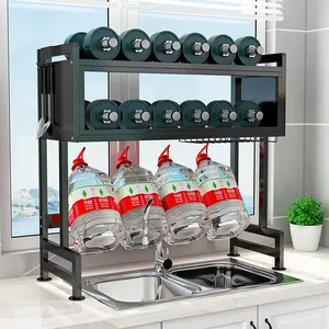 Over <strong>Sink</strong> Dish Drying Rack <strong>with</strong> Dustproof Cabinet Door Kitchen Rack <strong>2</strong> Tier Large Storage Kitchen Dish Retractable <strong>Drainer</strong> Rack - Product Image 5