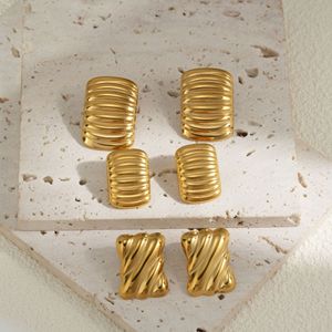 Châu Âu Mỹ Đơn Giản Hình Học Nhỏ Vuông Sóng Kết Cấu Thép Không Gỉ Bông Tai Phụ Nữ Cao Cấp Vàng Khuyên Tai Hợp Thời Trang - Product Image 4