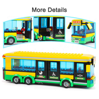 Ensemble de blocs de construction en plastique de 40 pièces pour modèles de véhicules urbains, autobus scolaires jaunes, stations et véhicules publics à un étage, jouets DIY