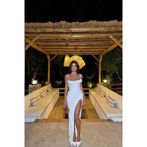 Vestido de Gala Blanco Sandra Rose con Flores Detalladas para Mujer, Estilo Fiesta de Noche, Cintura Imperio, Largo hasta la Rodilla, Tallas XS y XL - Product Image 6