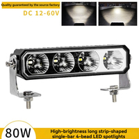 Barre lumineuse LED 12-60V 80W à une rangée, faisceau spot et large, pour conduite tout-terrain, antibrouillard, étanche IP67 pour camion, SUV, tracteur, voiture