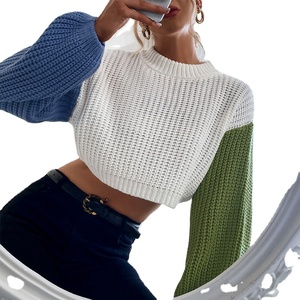 Maglioni di vendita calda donna top Sexy ragazza blu e verde maniche lunghe autunno Casual <span class=keywords><strong>maglia</strong></span> maglione per giovane ragazza - Product Image 3